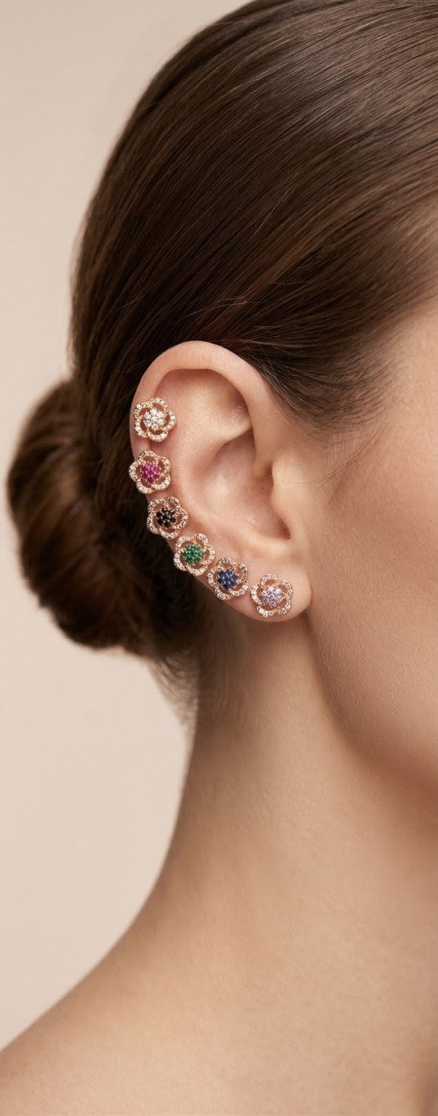 Rose Gold Floral Studs