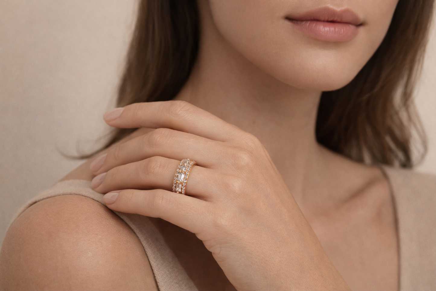 Sparkling Baguette Ring