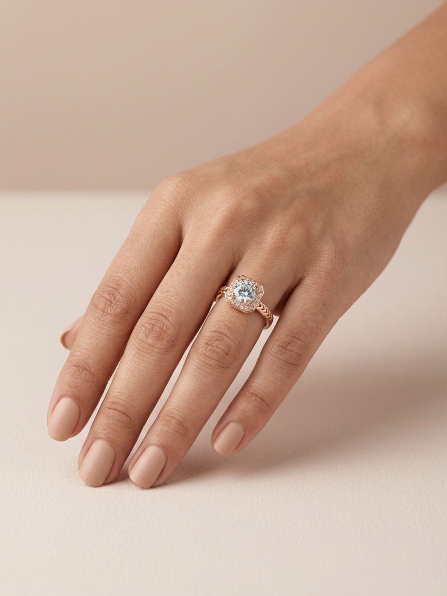Rose Chevron Ring